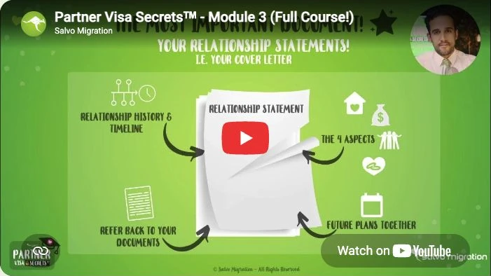 Partner Visa Secrets module 3, actual video preview