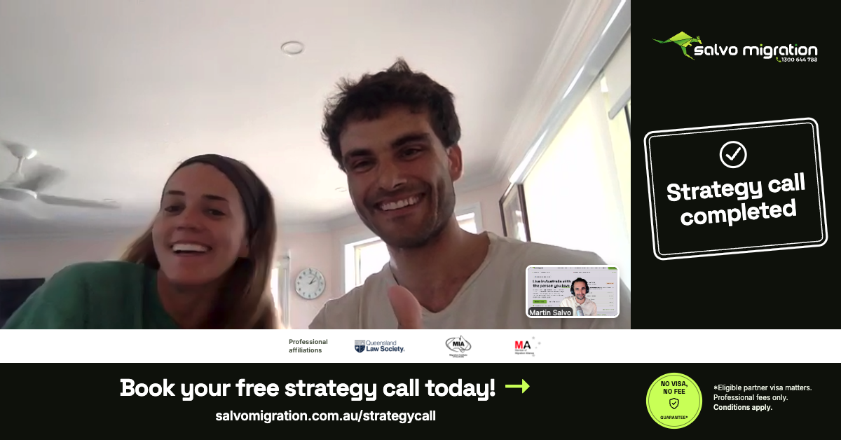 A couple smiling after their strategy call with Martin Salvo.